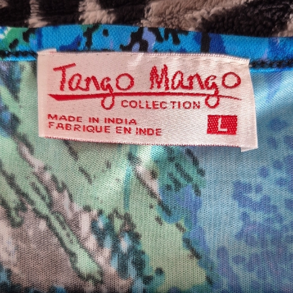 Tango Mango Vibrant Blue and Green Wrap Blouse (C61) - Picture 6 of 11